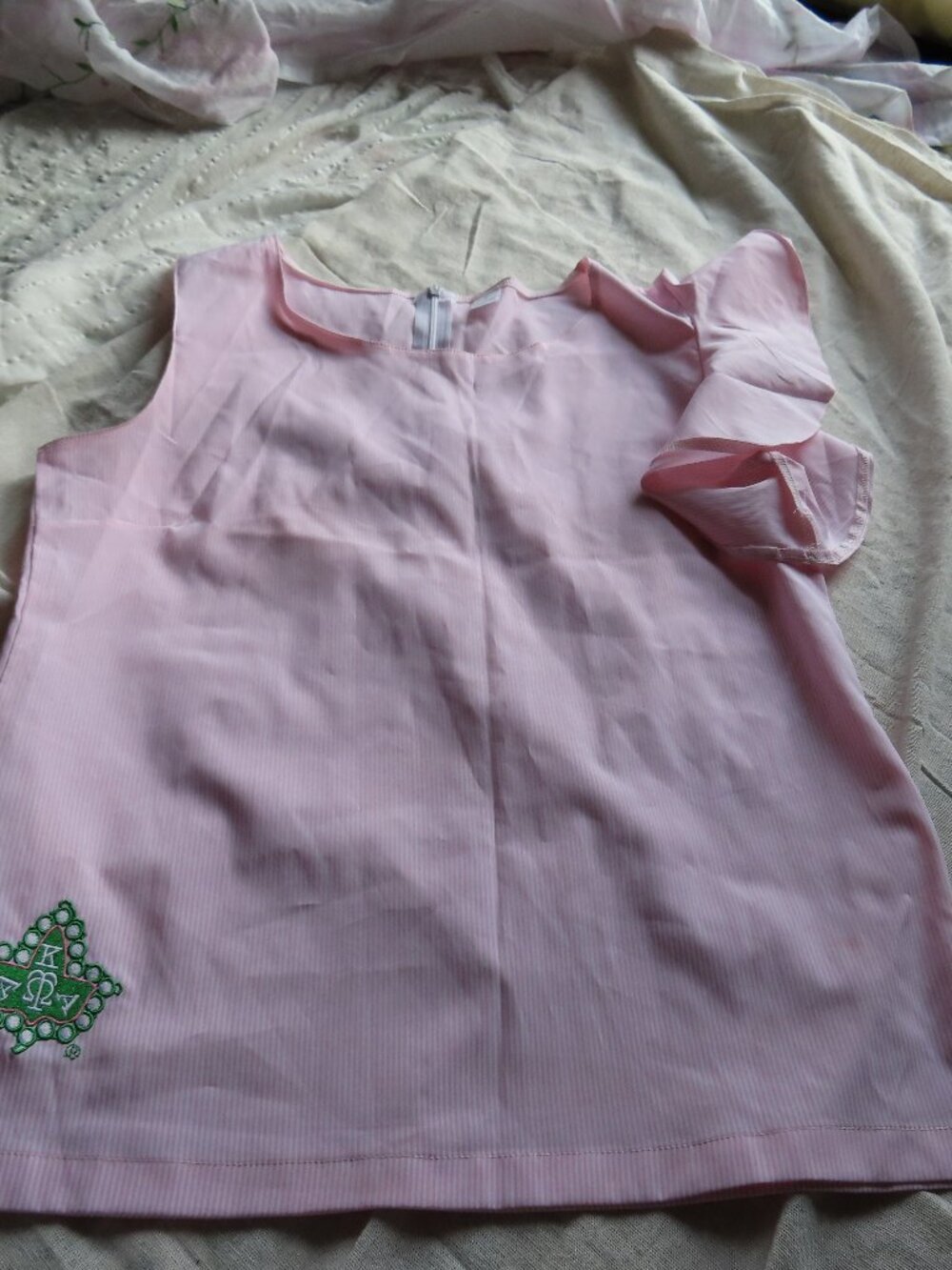 Sorority Rush Top Alpha Kappa Alpha Pink embroidered Blouse one shoulder